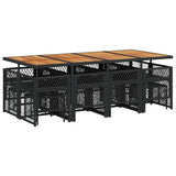 13 Piece Garden Dining Set with Cushions Black Poly Rattan 3210807