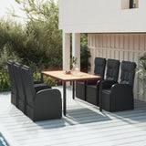 7 Piece Garden Dining Set Black Poly Rattan&Solid Wood Acacia 3157638