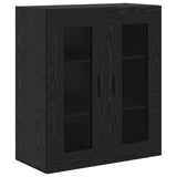 Highboard 2 pcs Black Oak Engineered Wood and Glass 3403182