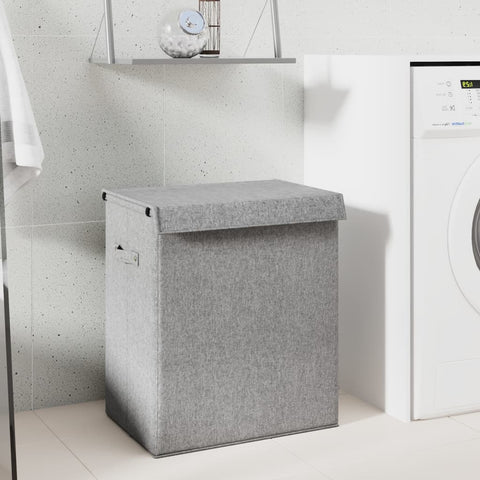 ZNTS Foldable Laundry Hamper Grey 51x34.5x59 cm Faux Linen Fabric 351040
