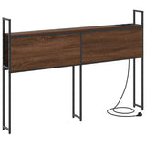 Storage Headboard with Charging Station Brown oak 135 cm 859804