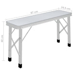 Folding Camping Table with 2 Benches Aluminium White 48181