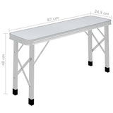Folding Camping Table with 2 Benches Aluminium White 48181