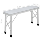 Folding Camping Table with 2 Benches Aluminium White 48181