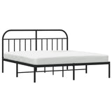 Bed Frame Black Powder-Coated Steel Double Bed Frame 353640