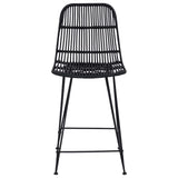 Bar Stool 2 pcs Black 44 x 54 x 96 cm Rattan and Steel 42033209