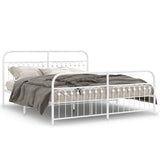 Metal Bed Frame without Mattress with Footboard White 183x203cm 376671