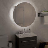 Bathroom Cabinet with Round Mirror&LED Oak 47x47x17.5 cm 345586