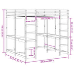 ZNTS Loft Bed with Desk and Ladder White 200x200 cm Solid Wood Pine 3284228