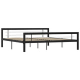 Bed Frame without Mattress Black and White Metal 180x200 cm Super King 284555
