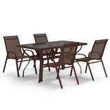 5 Piece Garden Dining Set Brown and Black 3095983