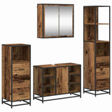 Bathroom Furniture Set with Door 4 pcs Old Wood Engineered Wood 3402354