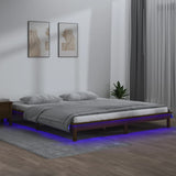 LED Bed Frame without Mattress Honey Brown 140x190 cm Solid Wood 820654