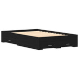 Bed Frame with Drawers Black oak 120 x 190 cm Engineered wood 3333980