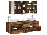 Bathroom Furniture Set 4 pcs Old Wood Engineered Wood and Glass 3406749