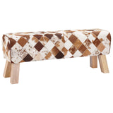 Bench 110 x 30 x 45 cm Real Leather Brown Patchwork 42042115