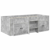 Loft Bed Frame with Cabinet 3 pcs Concrete Grey Engineered Wood 3423393