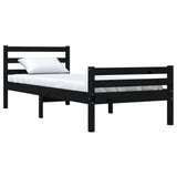 Bed Frame without Mattress Black Solid Wood 100x200 cm 814813