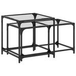 ZNTS Nesting Coffee Tables 2 pcs with Transparent Glass Top Steel 845984