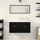 Bathroom Furniture Set 3 pcs Black Oak Engineered Wood 3334339