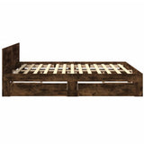 Bed Frame with Headboard without Mattress Smoked Oak 200x200 cm 3295538