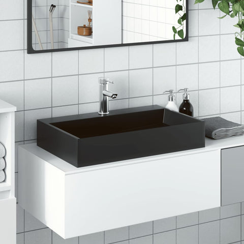 Wash Basin 60x38x11 cm Mineral Cast/Marble Cast Matt Black 155980