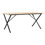 ZNTS Dining Table X-Frame 180x90x75 cm Solid Wood Pine and Steel 3282700