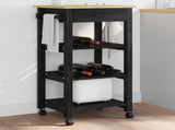 Kitchen Trolley MONZA Black 48 x 40 x 88.5 cm Solid Pine Wood 42027031