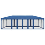Party Tent with 12 Mesh Sidewalls Blue 8x4 m HDPE 4010072
