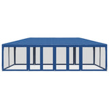 Party Tent with 12 Mesh Sidewalls Blue 8x4 m HDPE 4010072
