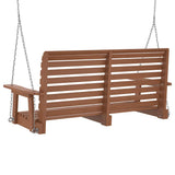Garden Swing Bench with Metal Chains Brown Solid Wood Fir 4008981