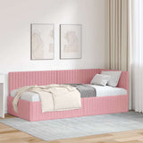 Corner Bed Frame with Headboard Pink 90 cm x 200 cm Velvet 42016269