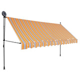 ZNTS Manual Retractable Awning with LED 400 cm Yellow and Blue 145854