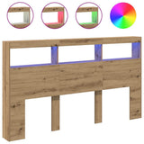 Headboard Cabinet with LED Artisan Oak 180x17x102 cm 863135