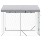 Outdoor Dog Kennel with Roof Silver 3x3x2,5 m Galvanised Steel 3190486