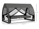 Three-Seater Convertible Swing Chair/Bed, with Curtained Canopy - Grey T3398P318762