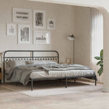Metal Bed Frame without Mattress with Headboard Black 193x203cm 376606