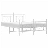 Metal Bed Frame without Mattress with Footboard White 135x190cm 374405