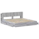 Bed Frame with Storage Grey Sonoma 180 x 200 cm Engineered Wood 3433601