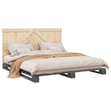 Bed Frame without Mattress Grey 200x200 cm Solid Wood Pine 3281567