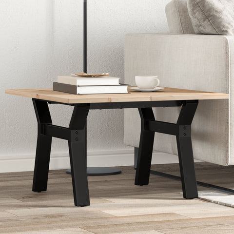 ZNTS Coffee Table Y-Frame 60x60x40 cm Solid Wood Pine and Steel 3282704