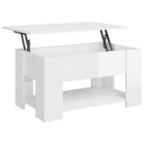 Coffee Table High Gloss White 79x49x41 cm Engineered Wood 809716