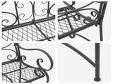 Garden Bench 2-Seater 114 x 56.5 x 90 cm Steel Silver Grey 42029537