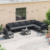 Garden Sofa Set with Cushion 9 pcs Black Aluminium 3378875