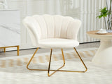 Velvet-Feel Lotus Petal Accent Chair - Cream T3398P341275