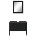 ZNTS 2 Piece Bathroom Cabinet Set Black Engineered Wood 3214339