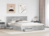 Bed Frame Concrete Grey 150 x 200 cm Engineered Wood 3411292