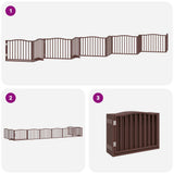 Dog Gate with Door Foldable 10 Panels Brown 800 cm Poplar Wood 3155635