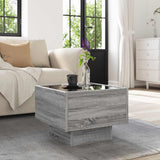 Side Table with LED Grey Sonoma 40x40x30 cm Engineered Wood 847502