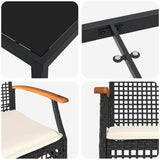 Garden Dining Set with Cushion 5 pcs Black Rattan 3380814